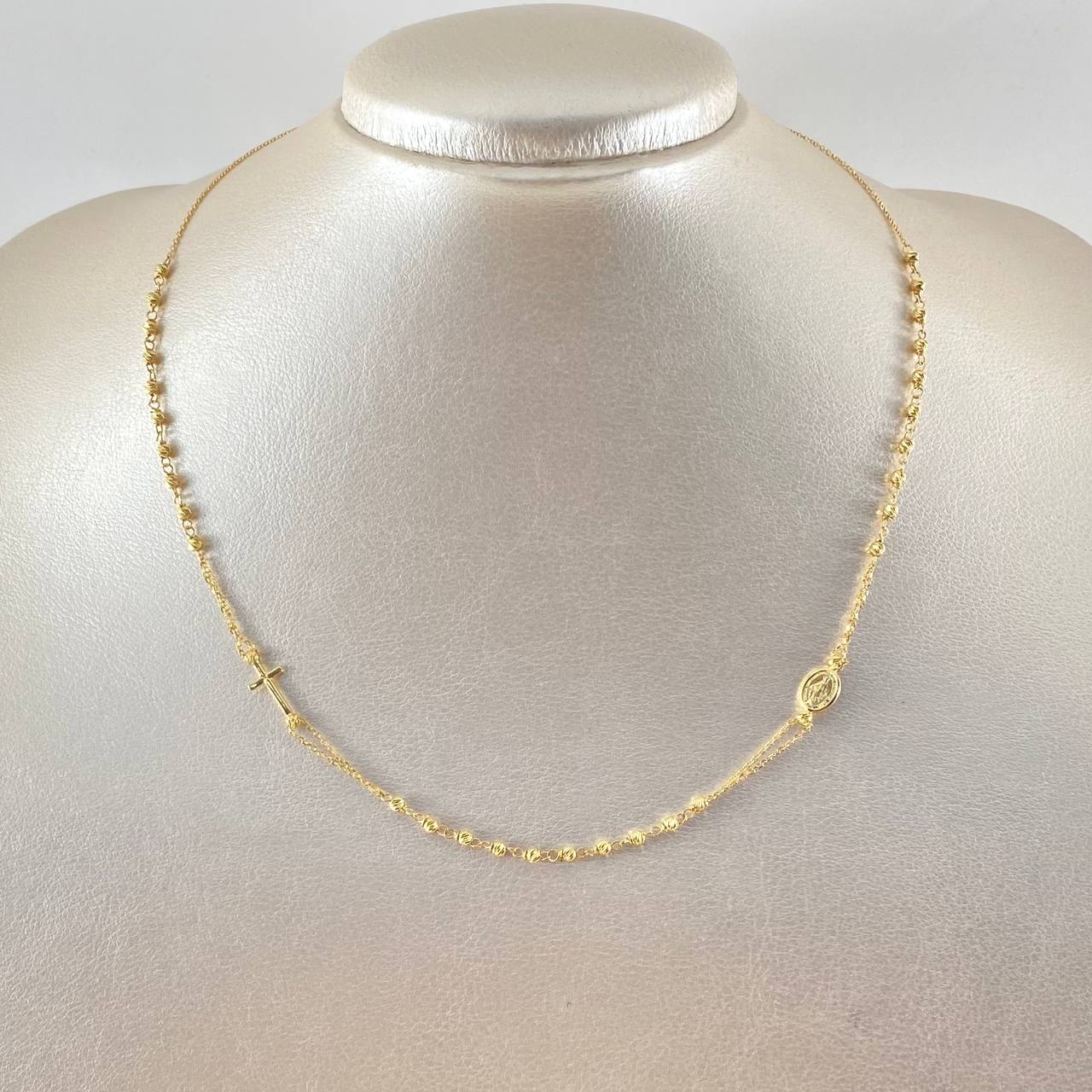Cadena Tipo Denario Virgen Milagrosa 3.8gr / 45cm / Oro Amarillo +4 18K *