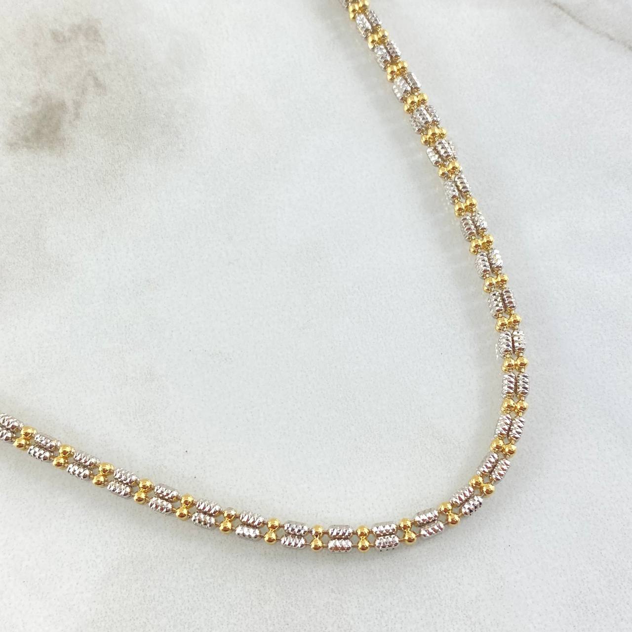Cadena Ice 22.2gr / 60cm-Dos Oro Amarillo Blanco +4 18K *
