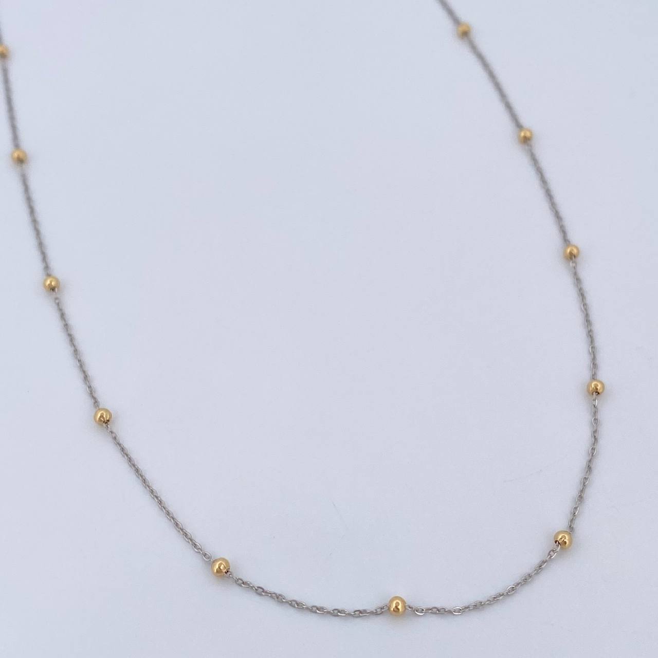 Cadena Aro Seguido Bolas 1.15gr / 45cm / Dos Oros Amarillo Blanco +3 18K &
