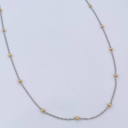 Cadena Aro Seguido Bolas 1.15gr / 45cm / Dos Oros Amarillo Blanco +3 18K &