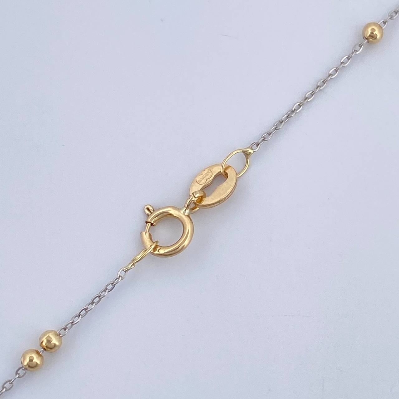 Cadena Aro Seguido Bolas 1.15gr / 45cm / Dos Oros Amarillo Blanco +3 18K &