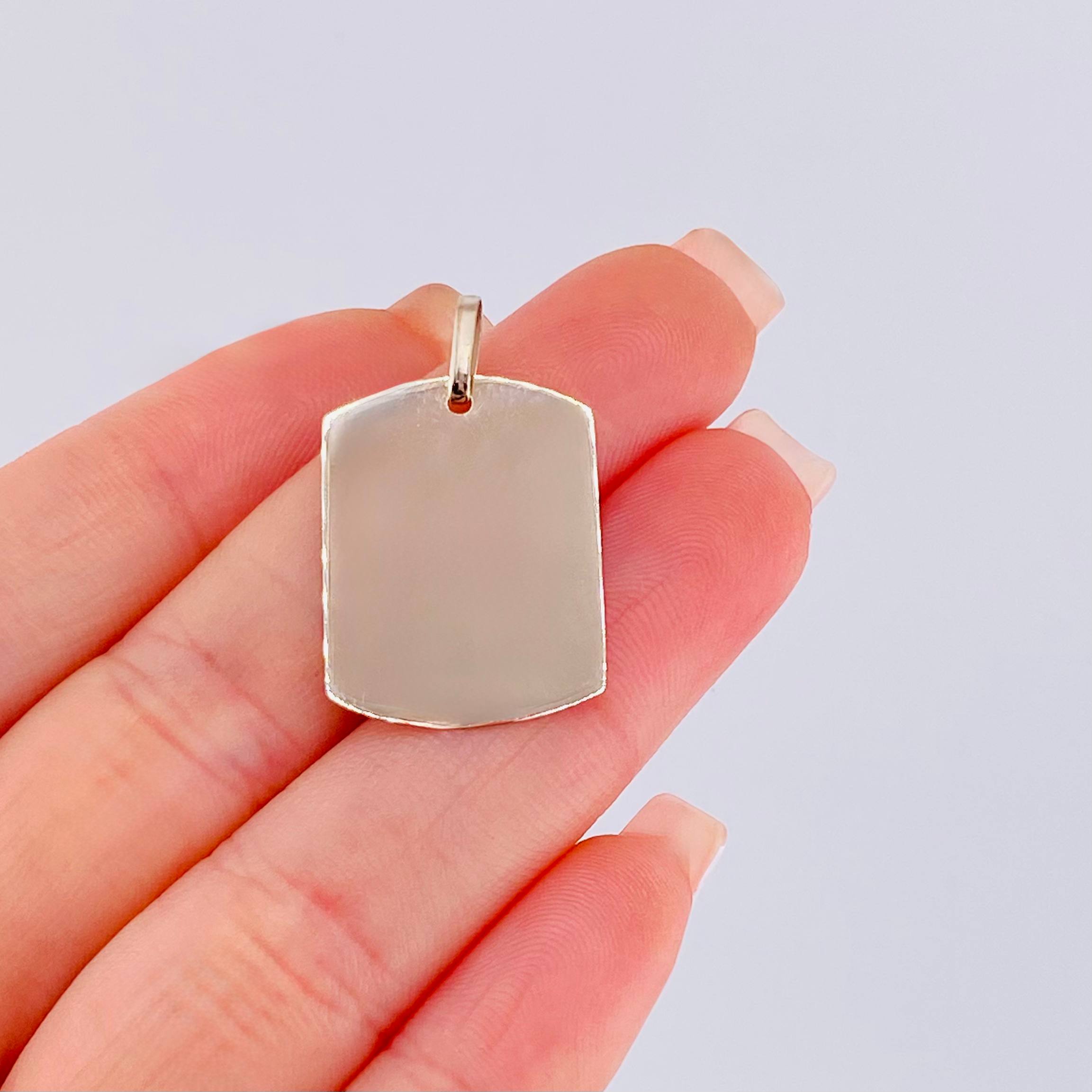 Dije Placa Rectangular Ovalada 1.55gr / 3cm / 25x19mm Oro Blanco 18K