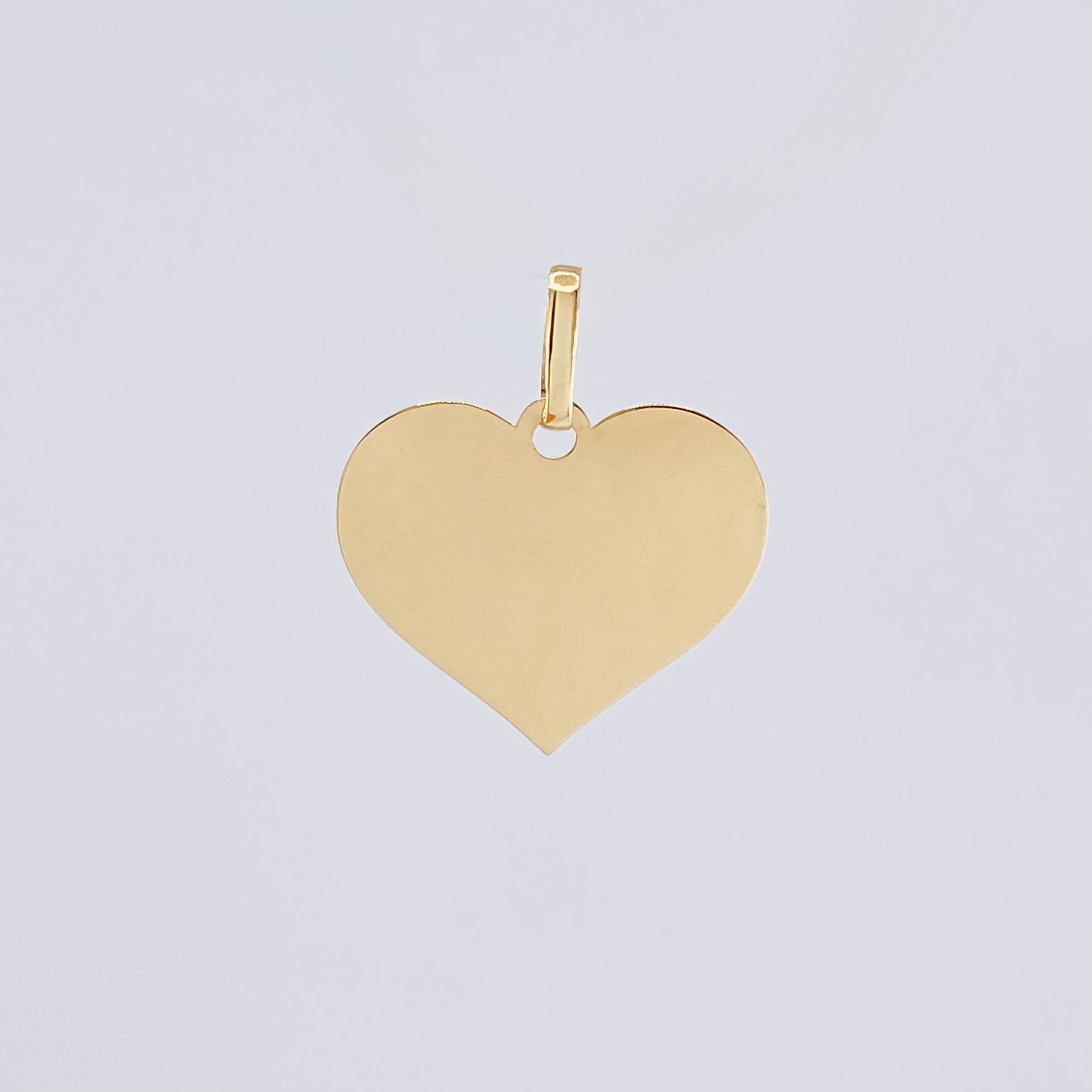 Dije Placa Corazón 1.15gr / 2.3cm / Oro Amarillo 18K *