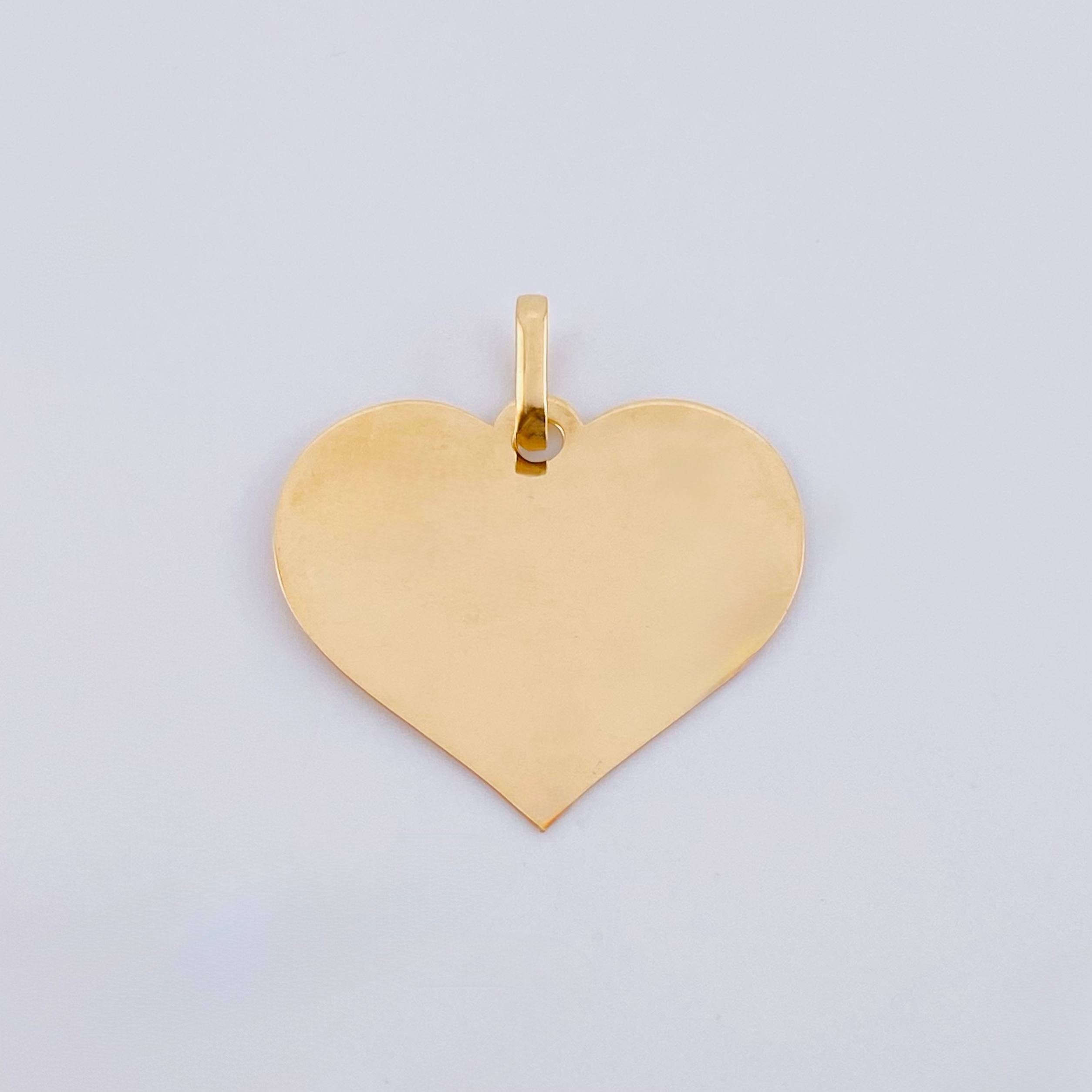 Dije Placa Corazón 1.6gr / 2.7cm / Oro Amarillo 18K *
