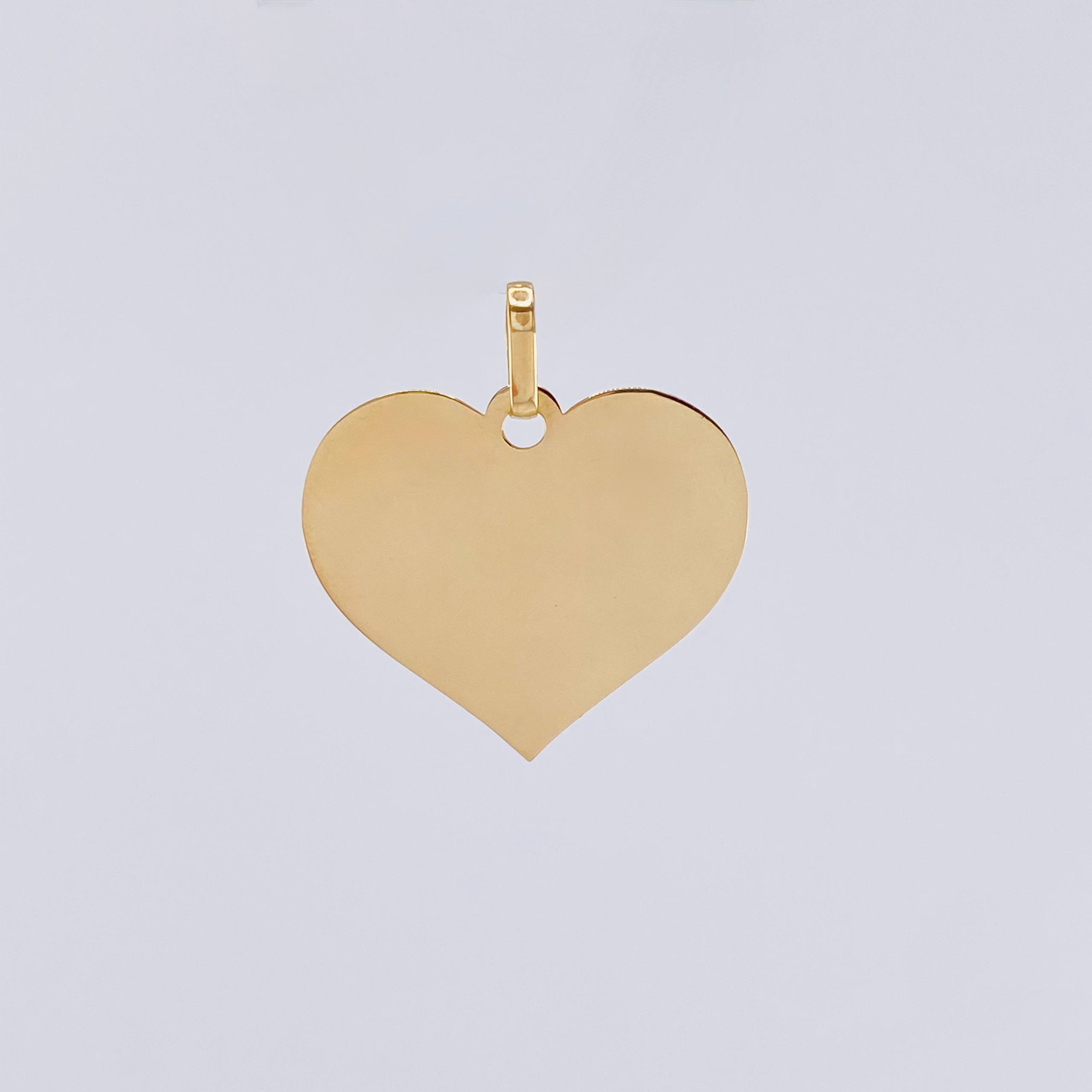 Dije Placa Corazón 1.6gr / 2.7cm / Oro Amarillo 18K *