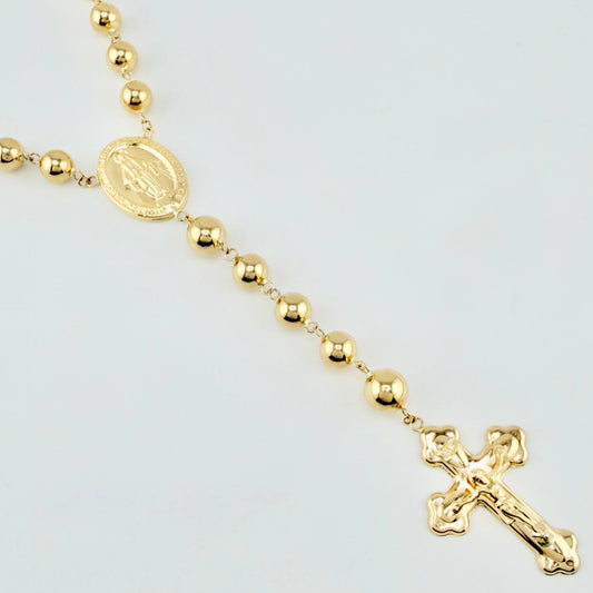 Rosario Virgen Milagrosa Cruz Cristo 21.95gr / 65cm / 7mm-8mm Oro Amarillo 18K