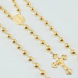 Rosario Milagrosa Cruz Cristo 22gr / 65cm / 7mm-8mm Oro Amarillo 18K *