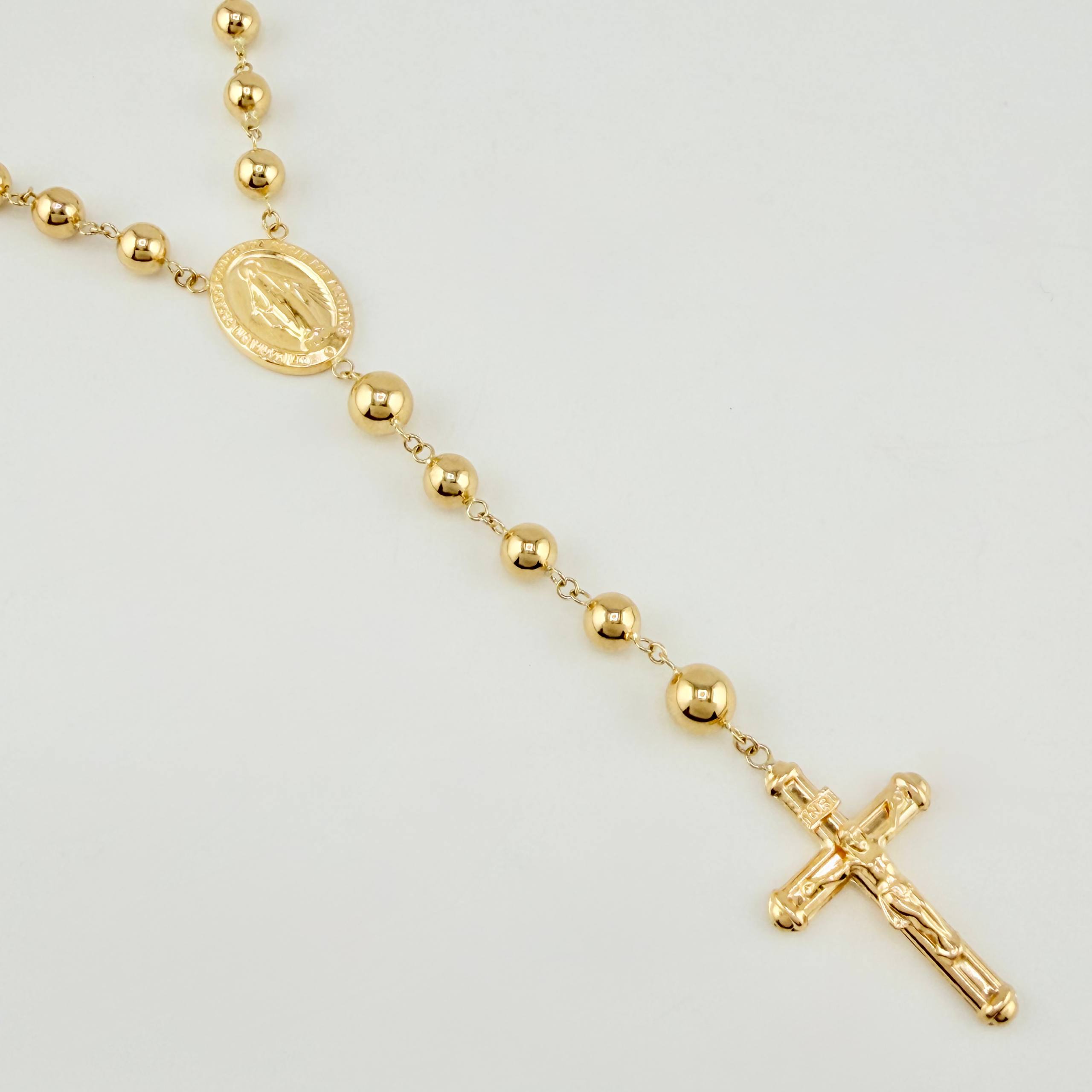 Rosario Milagrosa Cruz Cristo 17.1gr / 65cm / 6mm-7mm Oro Amarillo 18K *