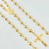 Rosario Virgen Milagrosa Cruz Cristo 17.1gr / 65cm / 6mm-7mm Oro Amarillo 18K ©