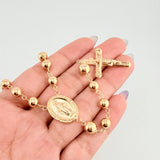Rosario Virgen Milagrosa Cruz Cristo 17.1gr / 65cm / 6mm-7mm Oro Amarillo 18K ©