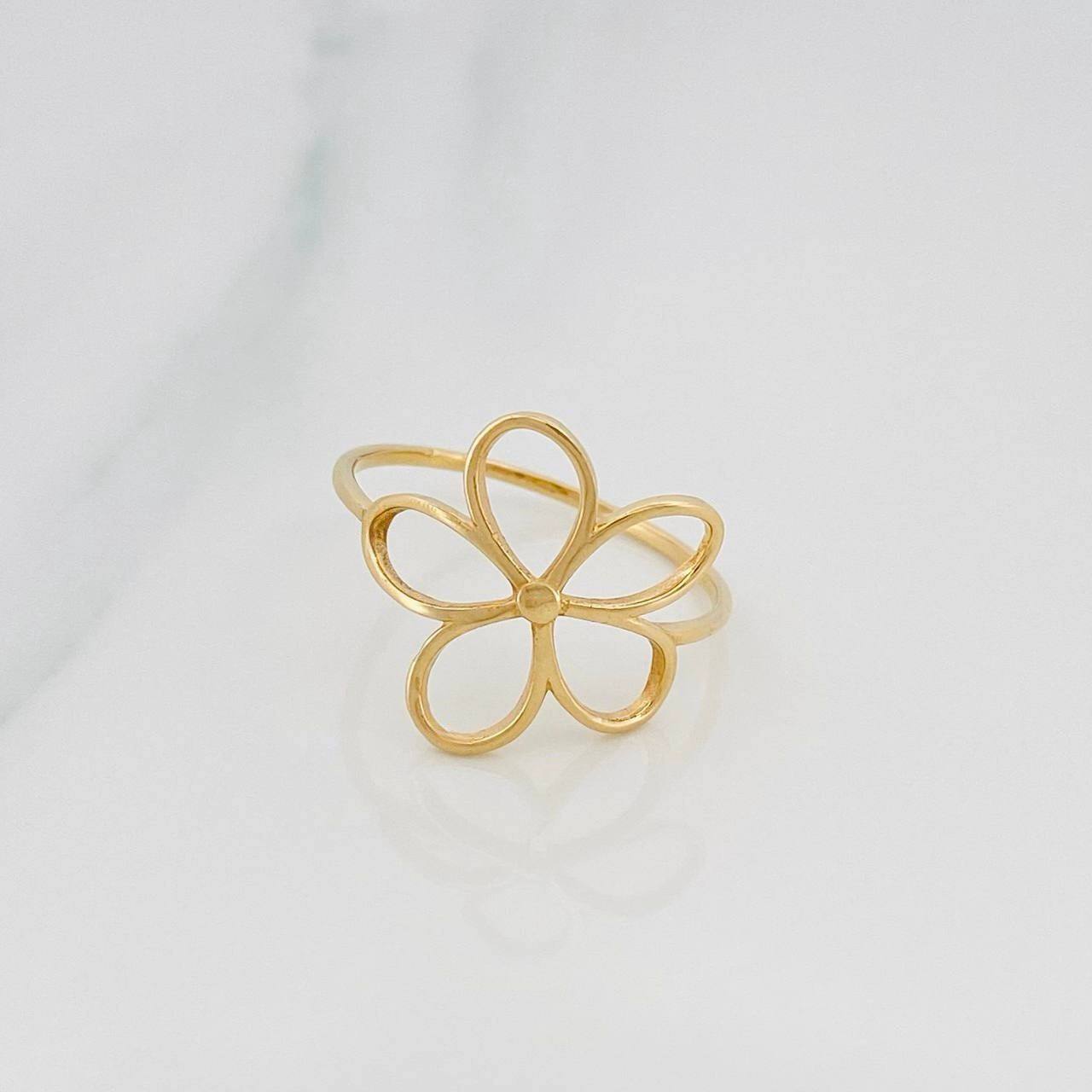 Anillo Flor 1.55 g / T8 1/2 Oro Amarillo 18K