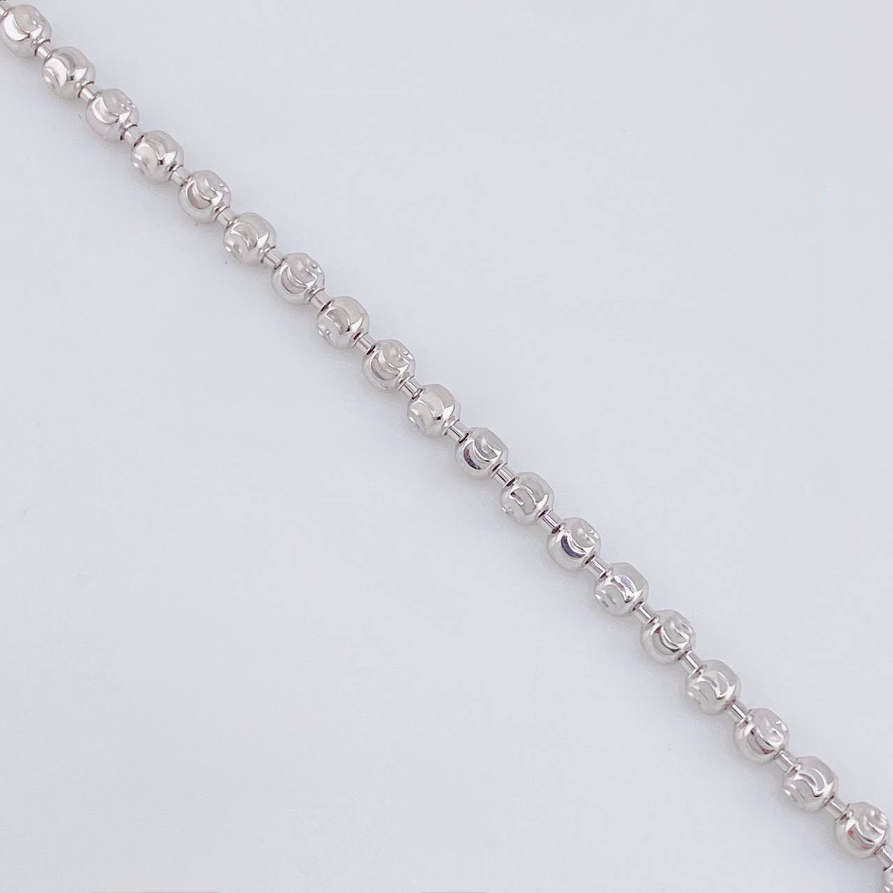 Pulso Militar Media Luna Diamantada 6.4g / 21.2cm / 2.9mm Oro Blanco 18K
