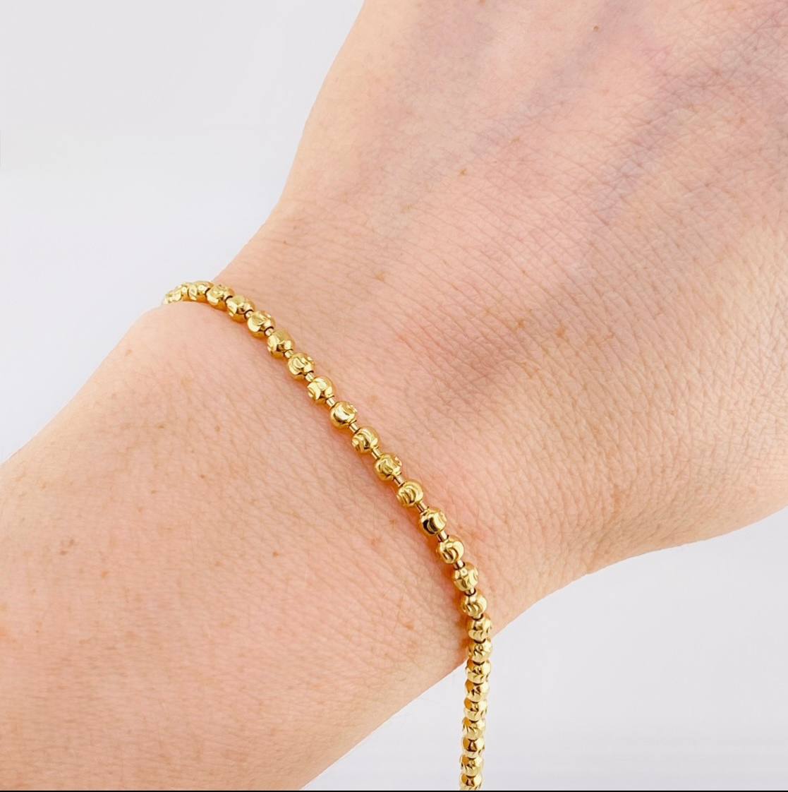 Pulso Militar Media Luna Diamantada 6.35g / 21cm / 2.9mm Oro Amarillo 18K