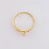 Anillo Solitario Brazo Pave 1.1g / T5 Oro Amarillo 18K