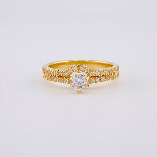 Anillo Solitario Doble Carril Curvo 3.1g / T5 1/2 Oro Amarillo 18K