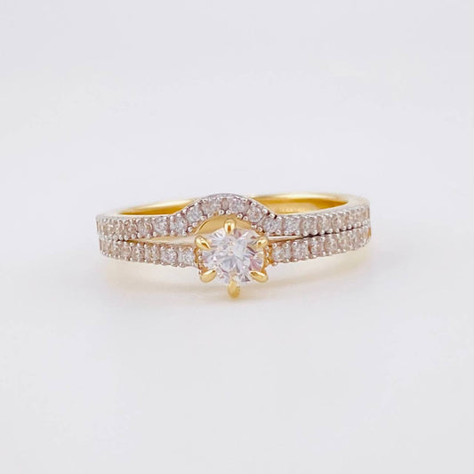 Anillo Solitario Doble Carril Curvo 3.4g / T7 Oro Amarillo 18K
