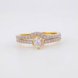 Anillo Solitario Doble Carril Curvo 3.4g / T7 Oro Amarillo 18K