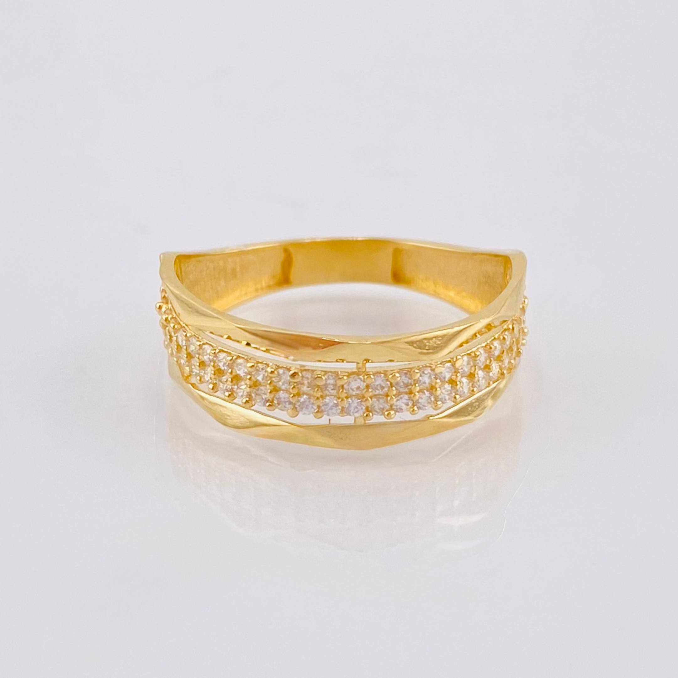 Anillo Carril Ondas Paralelas 2.45gr / T7 1/4 / Oro Amarillo 18K *