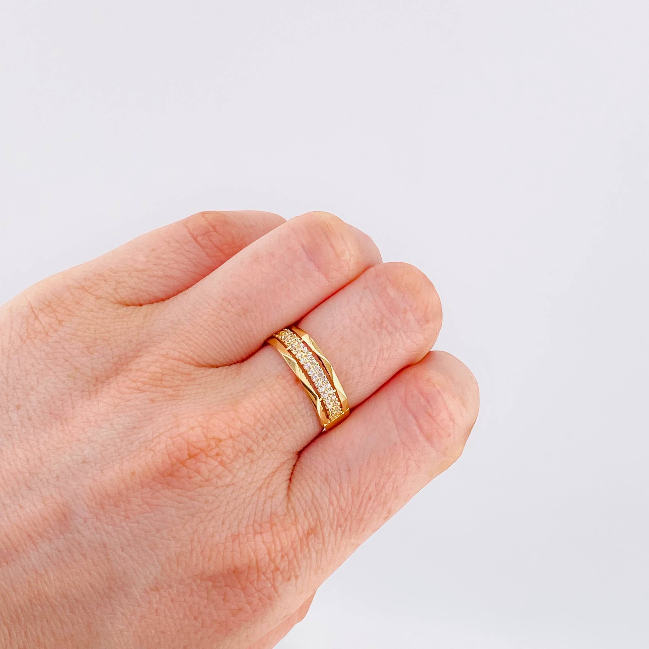 Anillo Carril Ondas Paralelas 2.45gr / T7 1/4 / Oro Amarillo 18K *