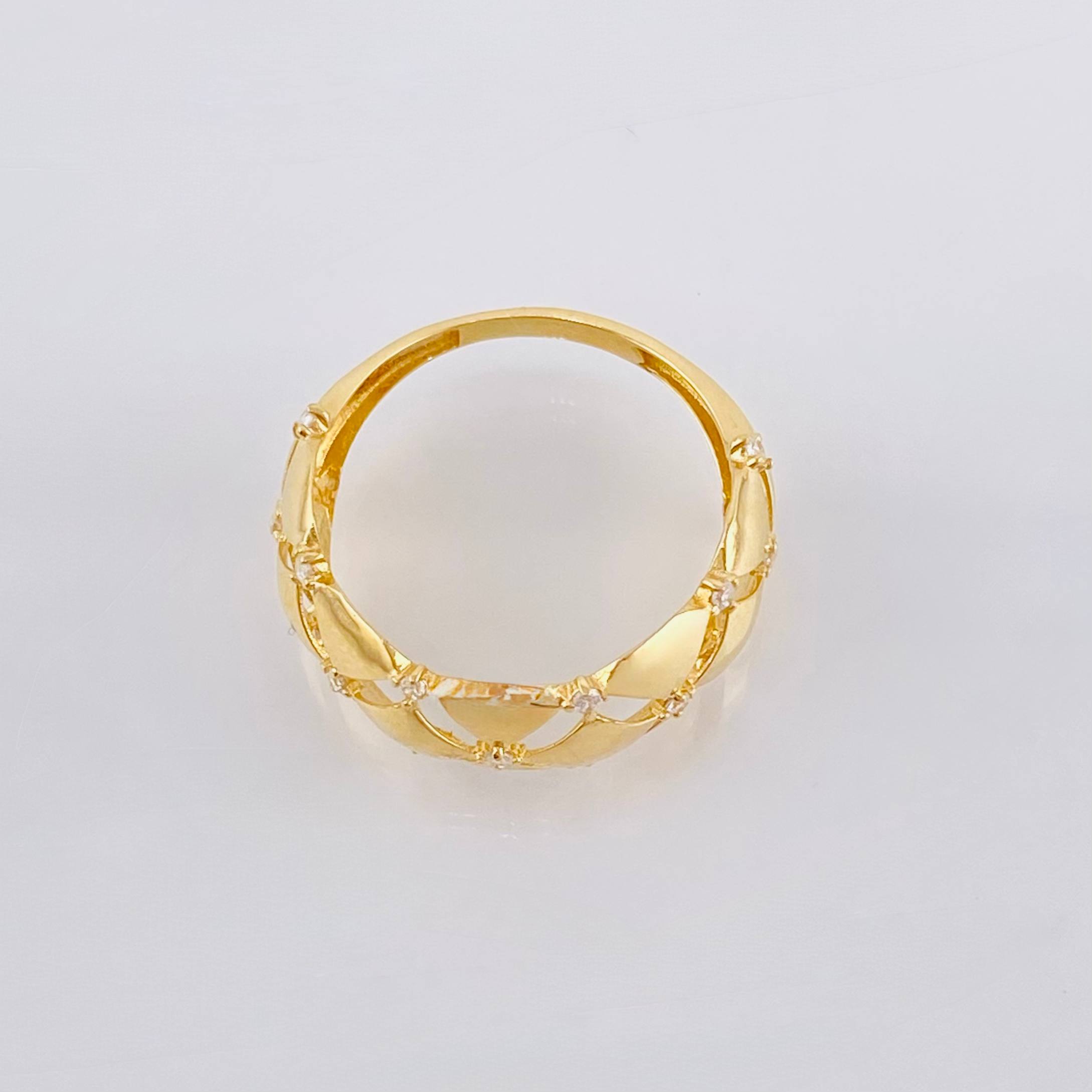 Anillo Enrejado Destallantes 2.3gr / T8 / Oro Amarillo 18K *