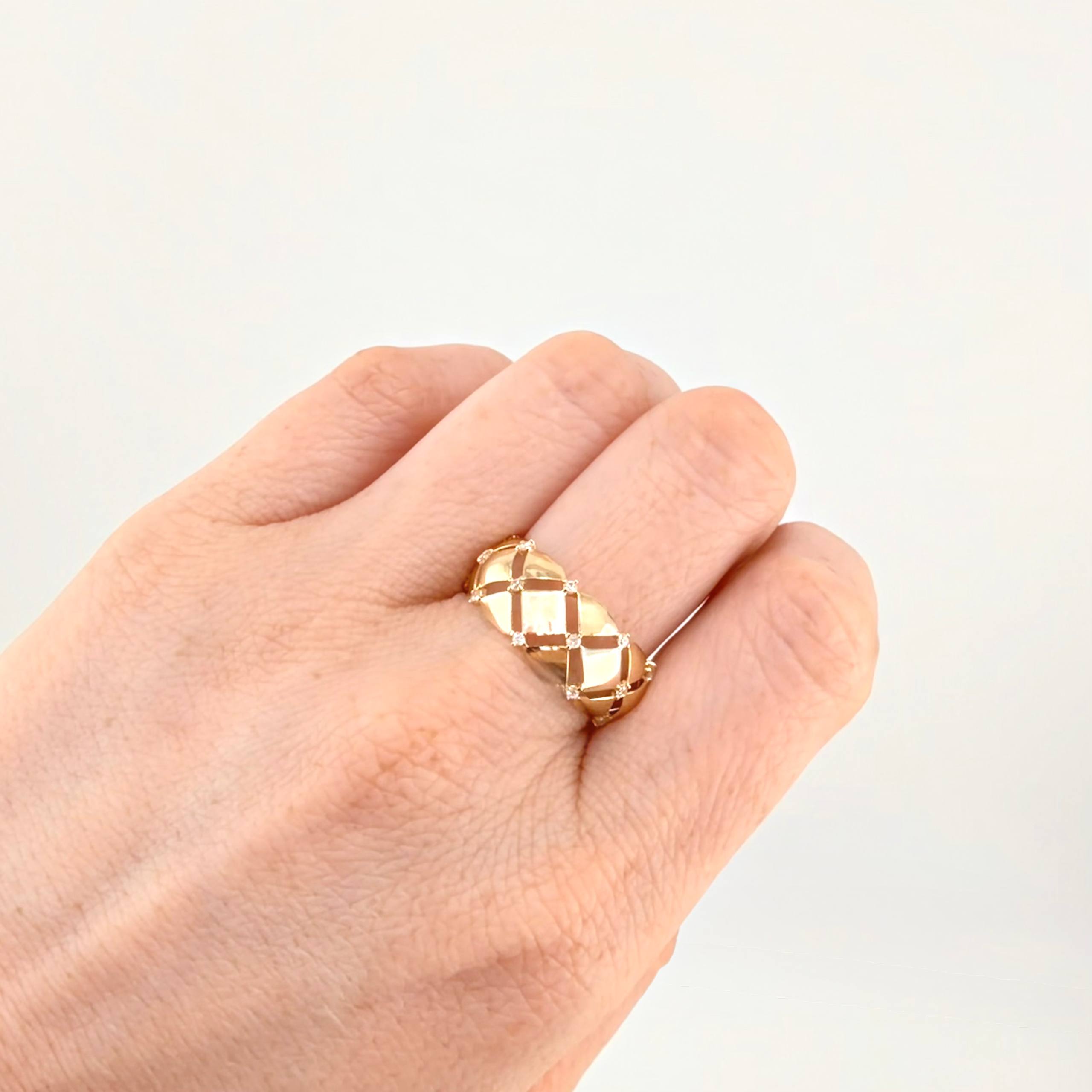Anillo Enrejado Destallantes 2.3gr / T8 / Oro Amarillo 18K *