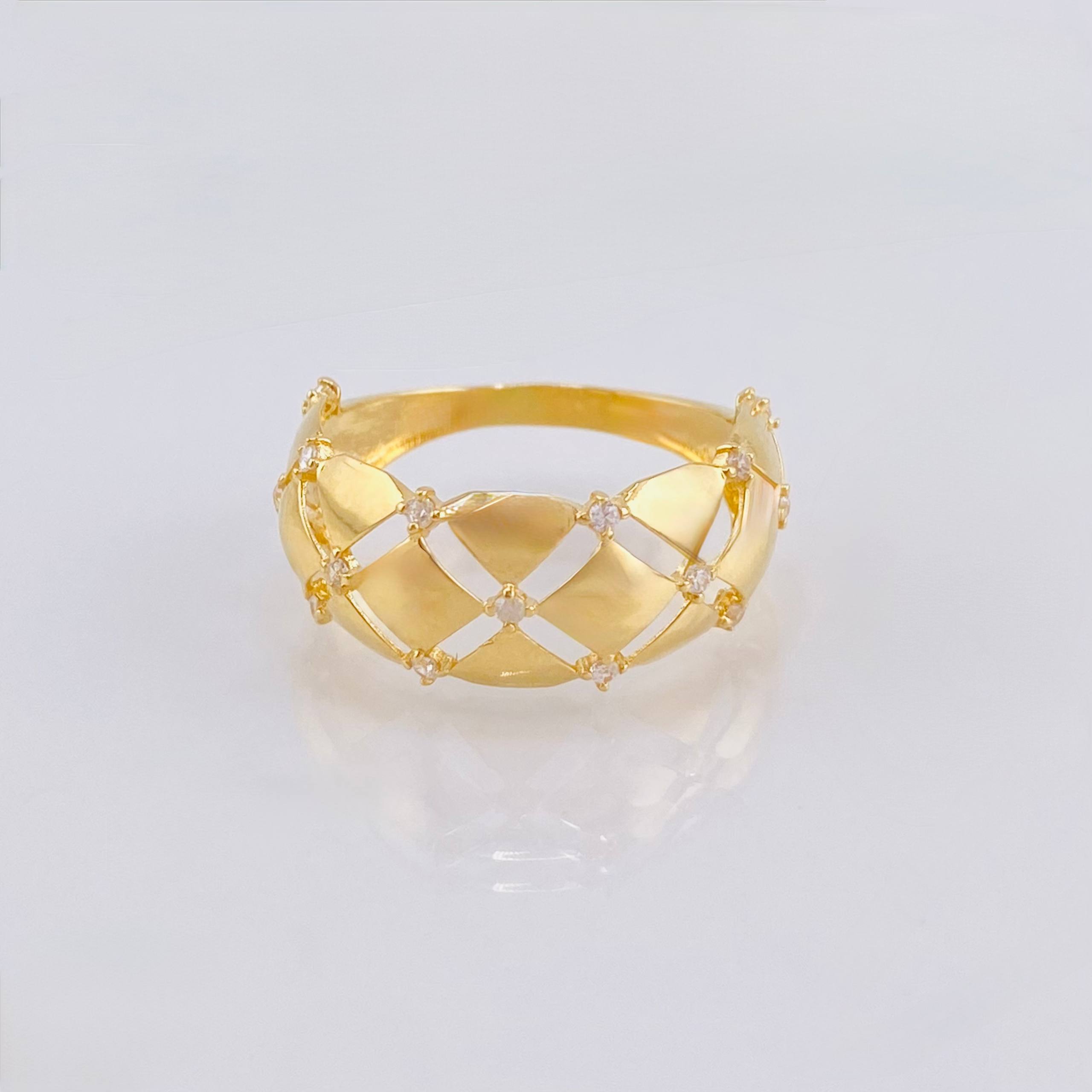 Anillo Enrejado Destallantes 2.3gr / T8 / Oro Amarillo 18K *