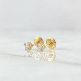 Topos Piedra Cuatro Garras 0.6gr / 3mm Circon Blanco Oro Amarillo 18K *