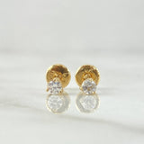Topos Piedra Tres Garras 0.7gr / 3mm Circon Blanco Oro Amarillo 18K ©