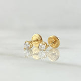 Topos Piedra Tres Garras 0.7gr / 3mm Circon Blanco Oro Amarillo 18K ©