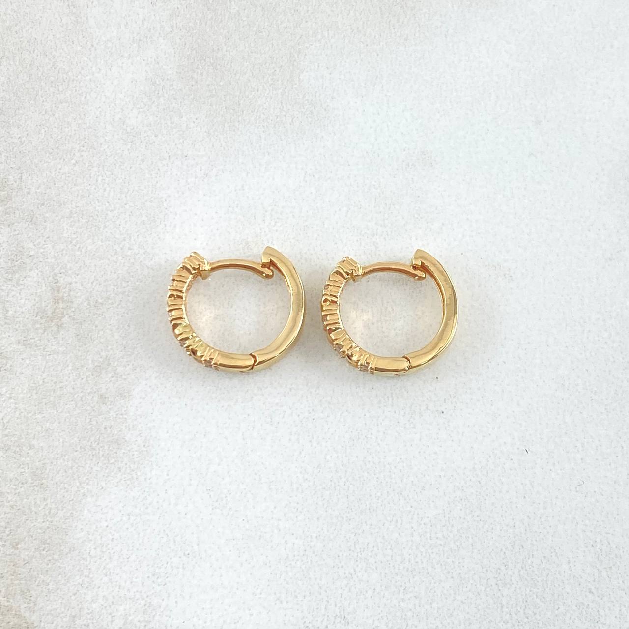 Candongas Octo Exagonales 2.7gr / 1.1cm / Circones Blancos Oro Amarillo 18K