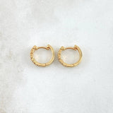 Candongas Octo Exagonales 2.7gr / 1.1cm / Circones Blancos Oro Amarillo 18K