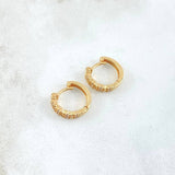 Candongas Octo Exagonales 2.7gr / 1.1cm / Circones Blancos Oro Amarillo 18K
