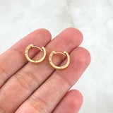 Candongas Octo Exagonales 2.7gr / 1.1cm / Circones Blancos Oro Amarillo 18K