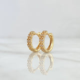 Candongas Octo Exagonales 2.7gr / 1.1cm / Circones Blancos Oro Amarillo 18K