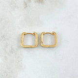 Candongas Cuadradas Clavo 2.4gr / 1.2cm / Circones Blancos Oro Amarillo 18K