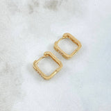 Candongas Cuadradas Clavo 2.4gr / 1.2cm / Circones Blancos Oro Amarillo 18K