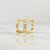 Candongas Cuadradas Clavo 2.4gr / 1.2cm / Circones Blancos Oro Amarillo 18K