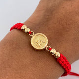 Pulsera Tejida Roja San Miguel Arcángel 1.45gr / Oro Amarillo 18K &