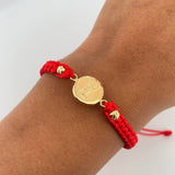 Pulsera Tejida Roja Angel De La Guarda 1gr / Oro Amarillo 18K &
