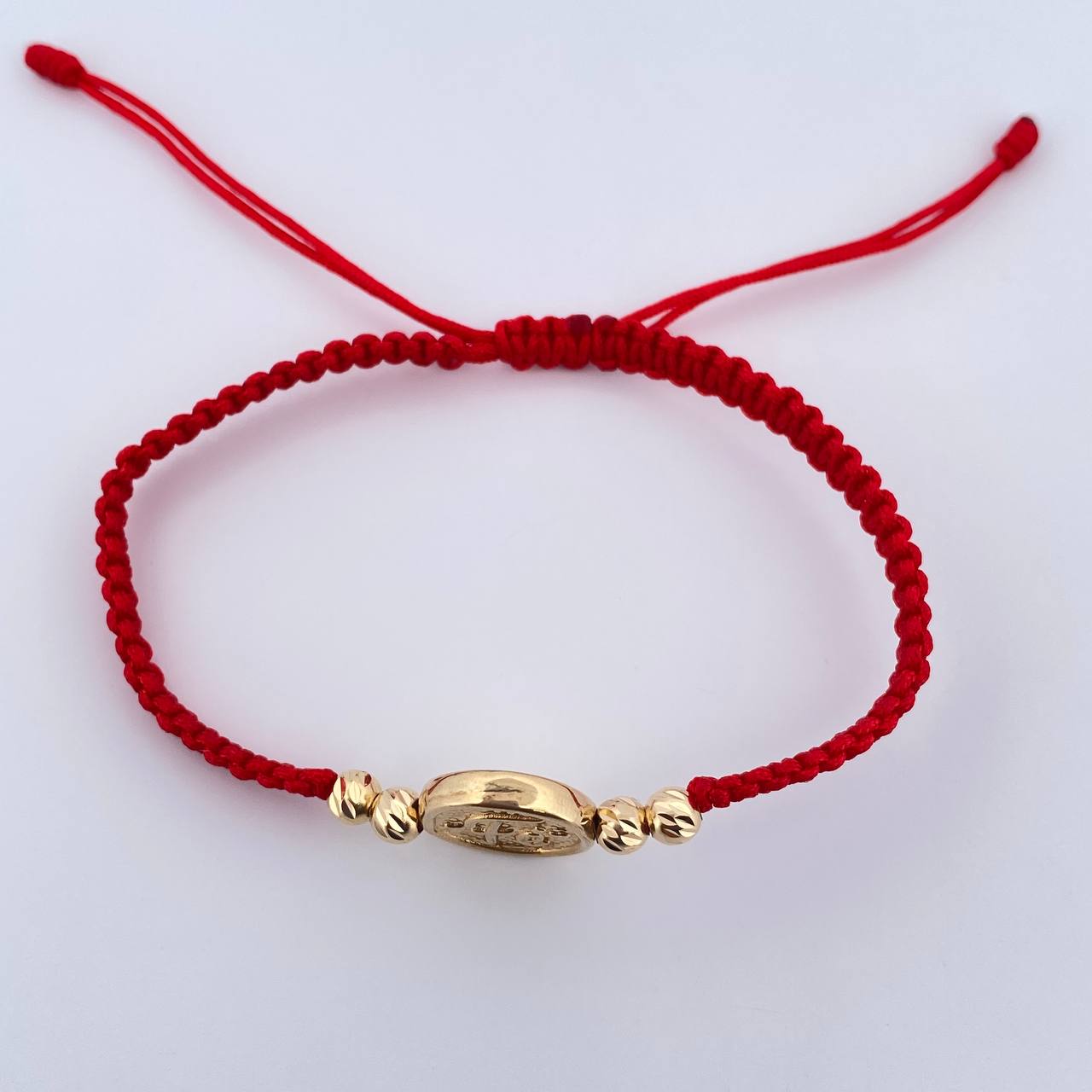 Pulsera Tejida Roja Fe 1.35gr / Oro Amarillo 18K &