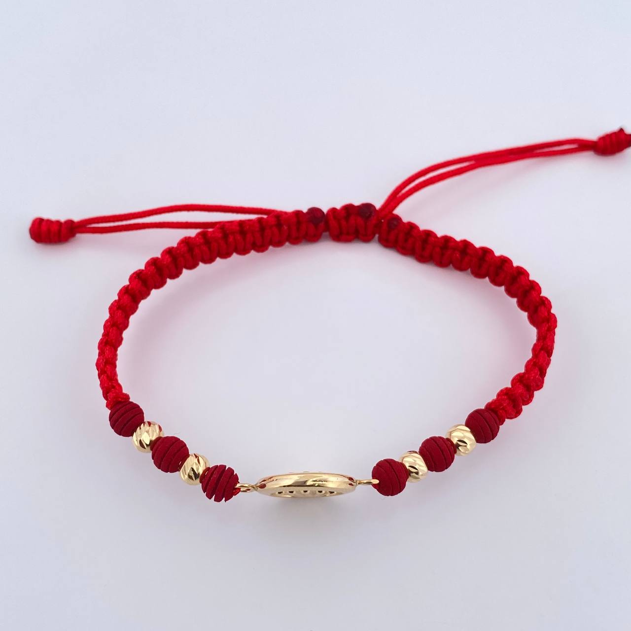 Pulsera Tejida Roja Corona Rx 1.35gr / Oro Amarillo 18K &