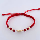 Pulsera Tejida Roja Corona Rx 1.35gr / Oro Amarillo 18K &