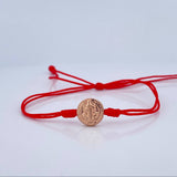 Pulsera Tejida Roja San Benito 0.55gr / Oro Rosa 18K &