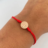 Pulsera Tejida Roja San Benito 0.55gr / Oro Rosa 18K &