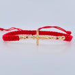 Pulsera Tejida Roja Cruz Cristo 1.5gr / Oro Amarillo 18K &