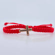 Pulsera Tejida Roja Cruz 2.85gr / Oro Rosa 18K &
