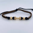 Pulsera Tejida Beige Negra Mancuerna 2.45gr / Oro Amarillo 18K &
