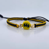 Pulsera Tejida Amarilla Negra Murcielago 0.45gr / Oro Amarillo 18K &