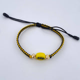 Pulsera Tejida Amarilla Negra Murcielago 0.45gr / Oro Amarillo 18K &