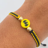 Pulsera Tejida Amarilla Negra Murcielago 0.45gr / Oro Amarillo 18K &